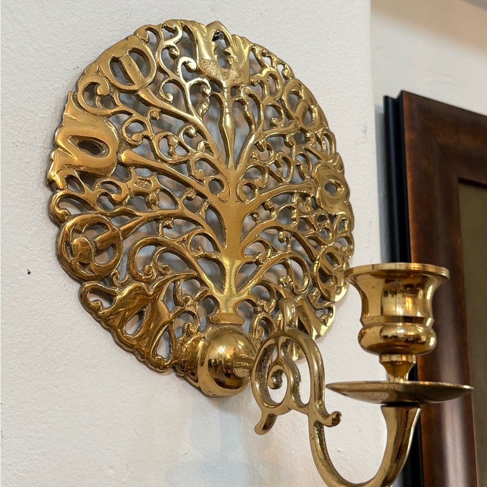 Vintage Brass Candle  Sconce